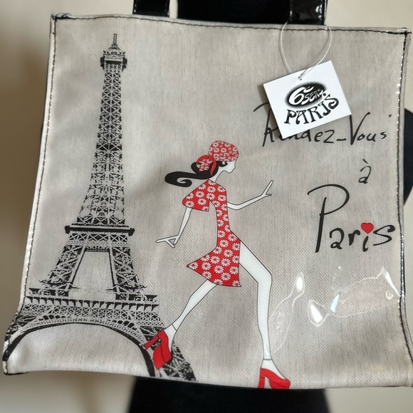 Rendez vous a Paris Handbags - Very elegant bag “Rendez vous a Paris” black and beige 10”x10”